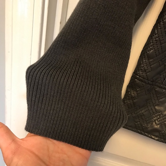 Gray Textured Sweater Moto-Style Jacket - Picture 6 of 10